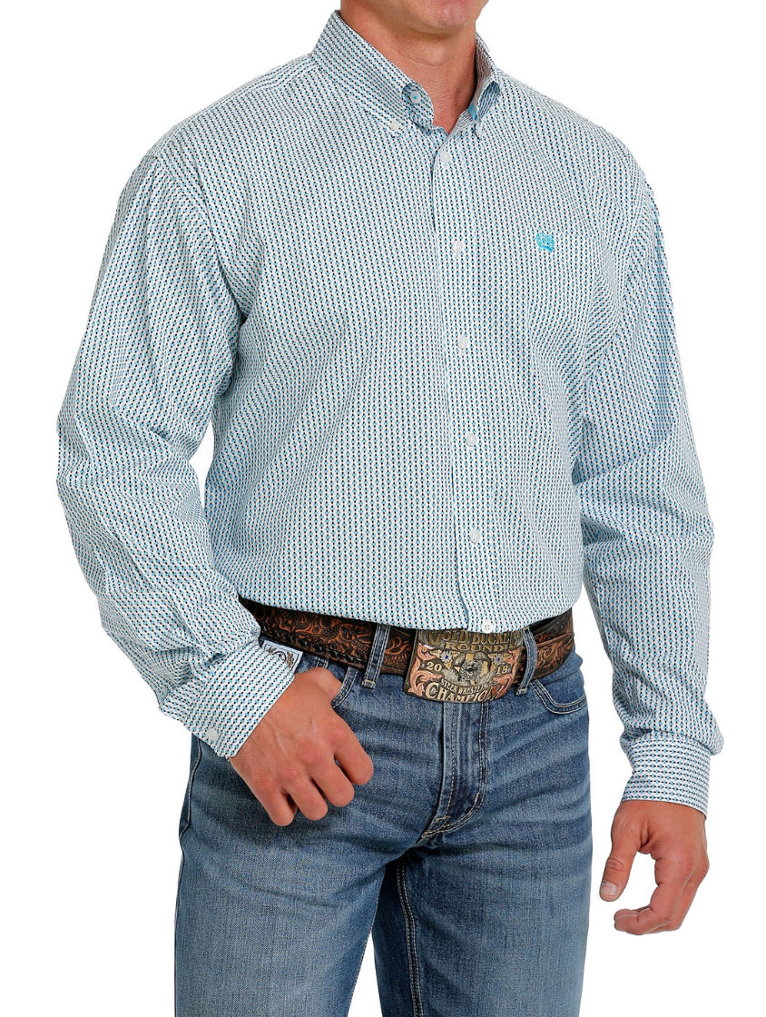 Camisa de manga larga con estampado geométrico elástico para hombre de Cinch
