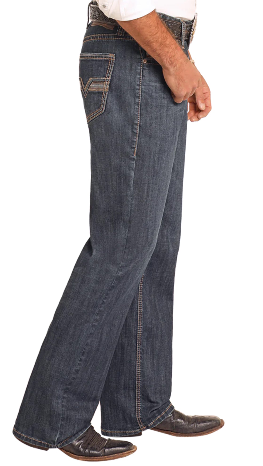 Rock&Roll | Vaqueros rectos de corte relajado con costuras bicolor