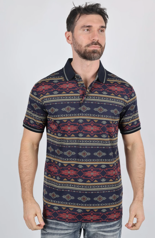 Cotton Polo with Aztec Print