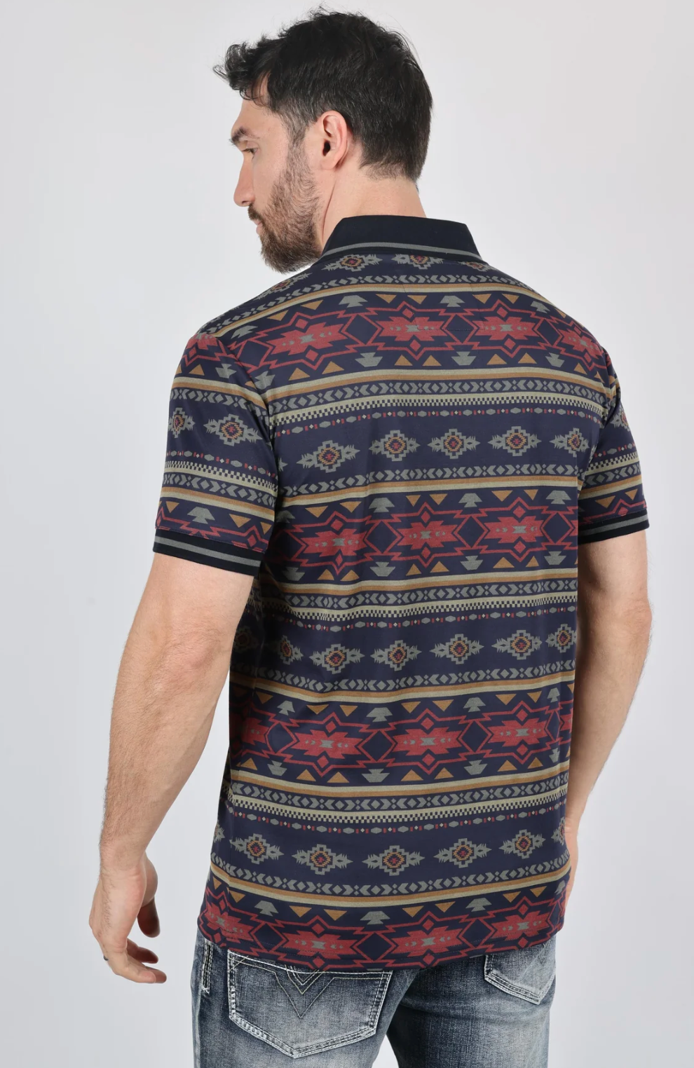 Cotton Polo with Aztec Print