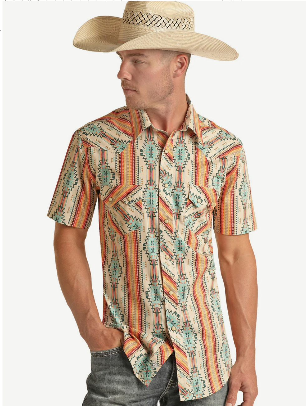 Aztec Short Sleeve Western Snap Shirt