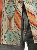 Camisa azteca de manga corta con broche occidental