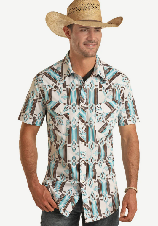 Aztec Short Sleeve Snap Down Shirt