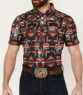 Camisa vaquera Rock &amp; Roll de manga corta con broches estilo suroeste para hombre