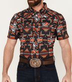 Camisa vaquera Rock &amp; Roll de manga corta con broches estilo suroeste para hombre