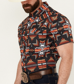 Camisa vaquera Rock &amp; Roll de manga corta con broches estilo suroeste para hombre