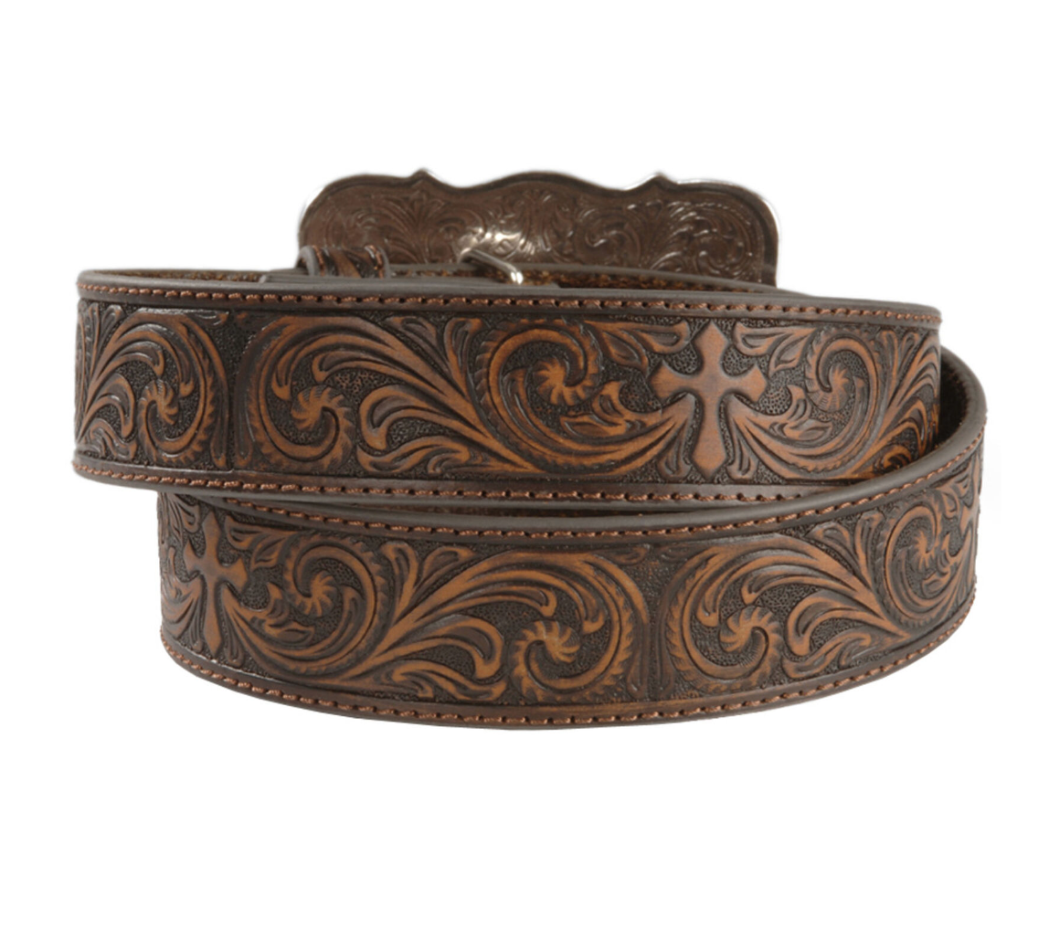 Cinturón de piel con hebilla cruzada para mujer de Nocona Belt Co.