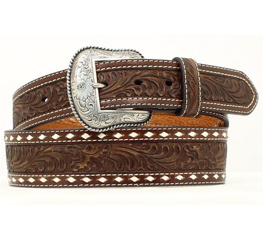 Nocona Belt Co. Men's Tapered Floral Tooled Western Belt