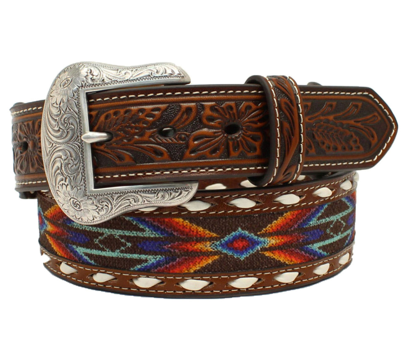 Cinturón vaquero con incrustaciones de cinta y cordones exclusivo de Nocona para hombre, fabricado en Boot Barn.
