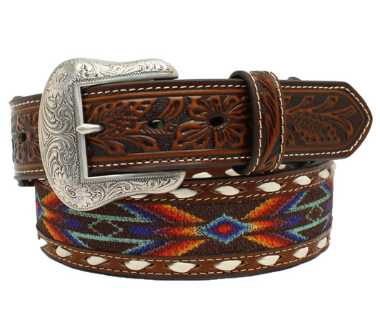 NOCONA MEN'S BOOT BARN EXCLUSIVE BUCK LACED RIBBON INLAY WESTERN BELT