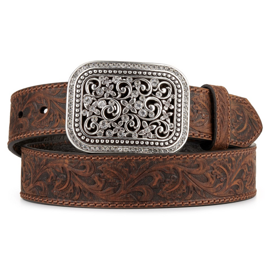 Ariat Women's Brown Rhinestone Filigree Belt