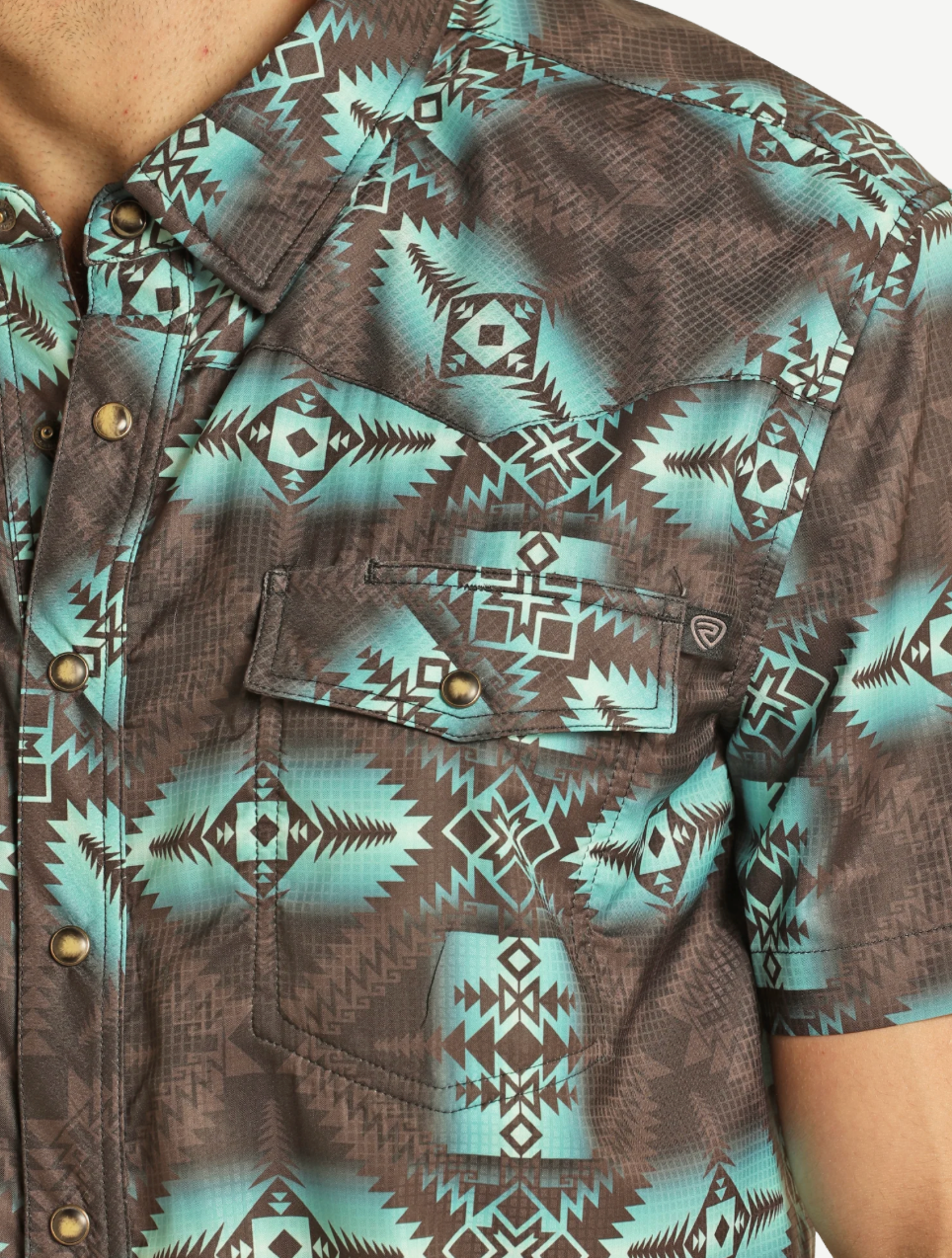 TEK WESTERN BROWN AZTEC SHORT SLEEVE SHIRT