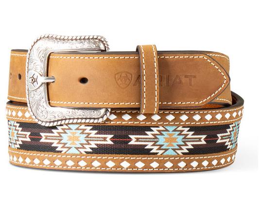 Ariat Men's 1 7/8" Southwest Print Belt - Distressed Brown