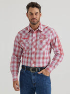 CAMISA DE MANGA LARGA CON LOGOTIPO PBR A CUADROS PARA HOMBRE CON BROCHE DE PRESIÓN WESTERN: CUADROS CEREZA