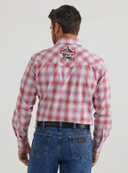 CAMISA DE MANGA LARGA CON LOGOTIPO PBR A CUADROS PARA HOMBRE CON BROCHE DE PRESIÓN WESTERN: CUADROS CEREZA