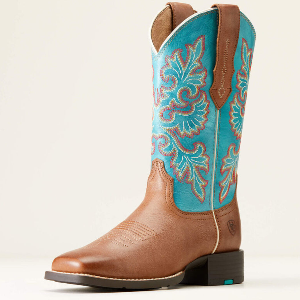 (ARIAT) WOMENS ROUND UP WIDE SQUARE TOE