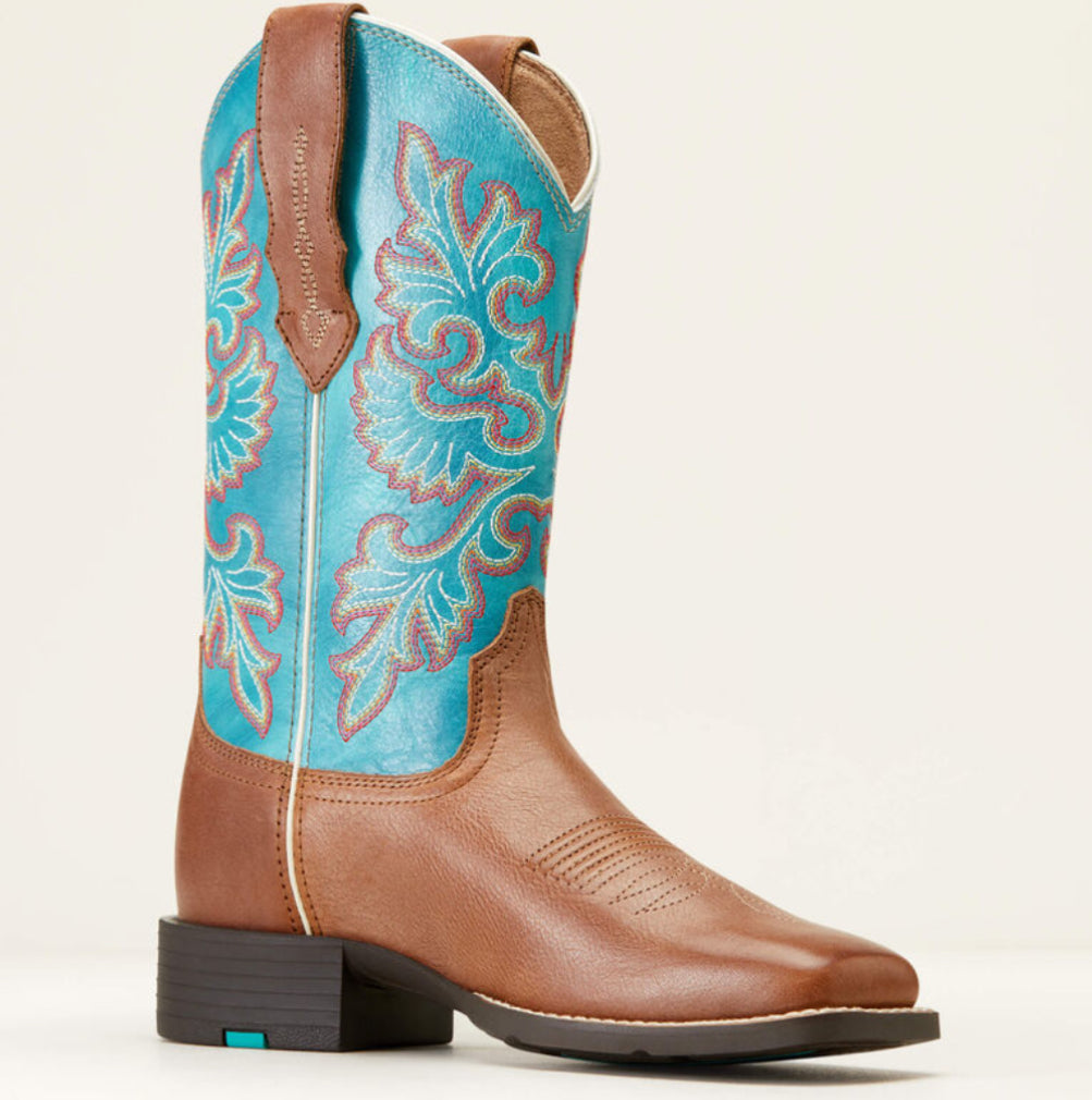 (ARIAT) WOMENS ROUND UP WIDE SQUARE TOE