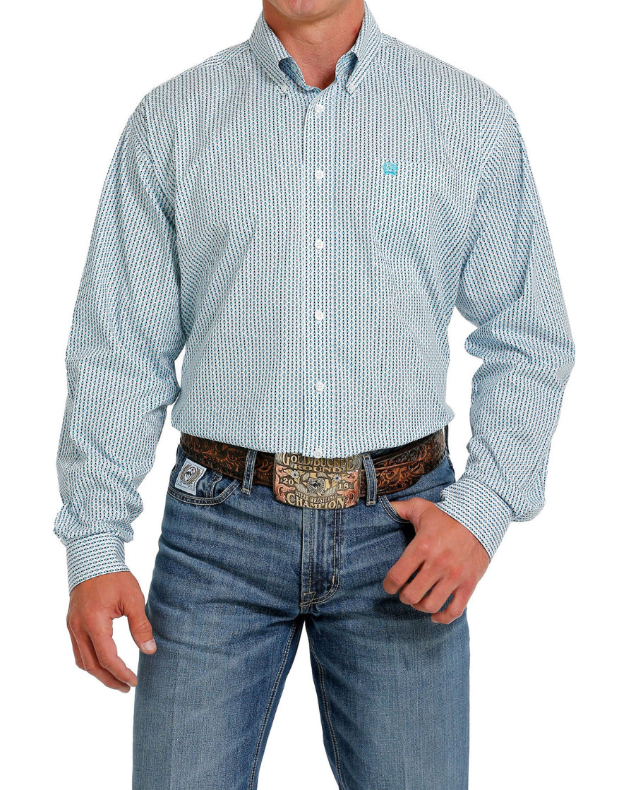 Camisa de manga larga con estampado geométrico elástico para hombre de Cinch