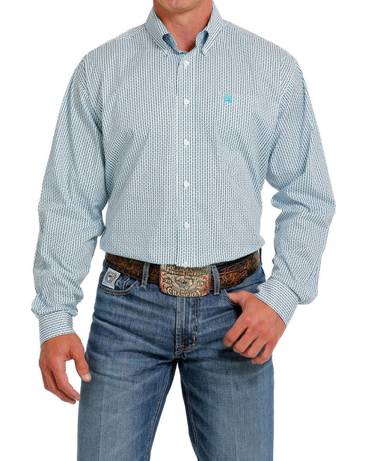 Cinch Men's Stretch Geometric Print Long Sleeve Shirt