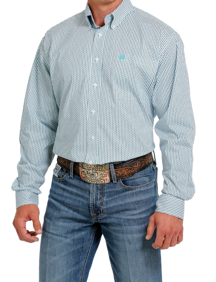 Camisa de manga larga con estampado geométrico elástico para hombre de Cinch