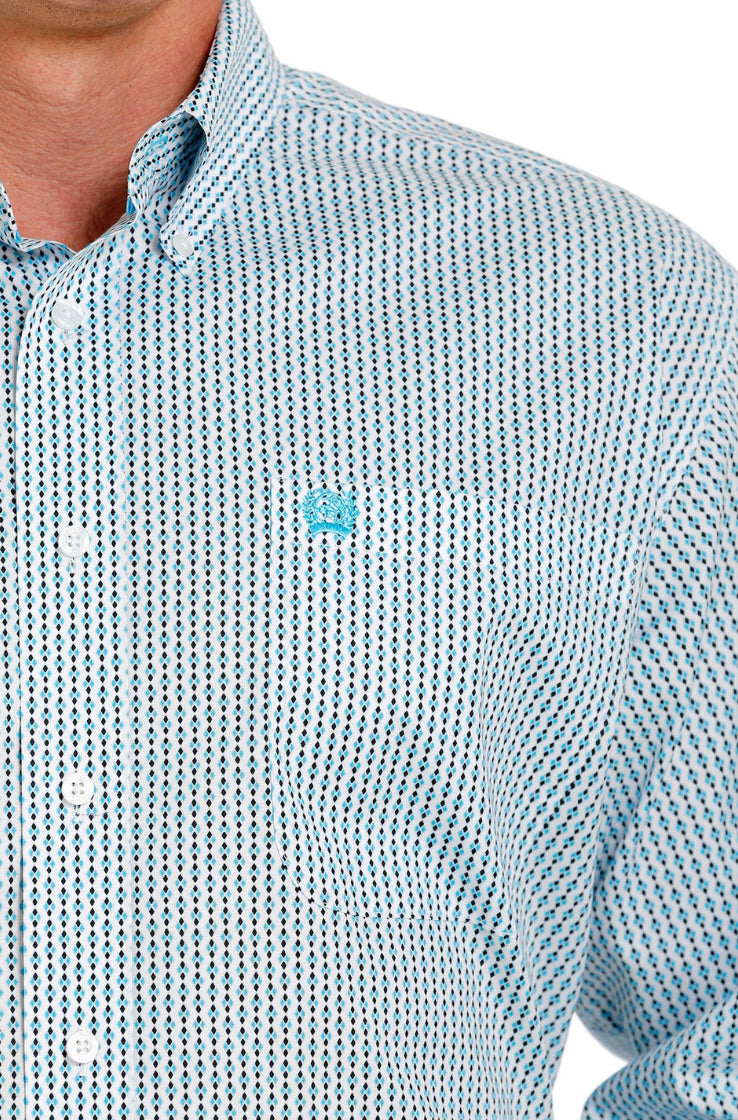 Camisa de manga larga con estampado geométrico elástico para hombre de Cinch
