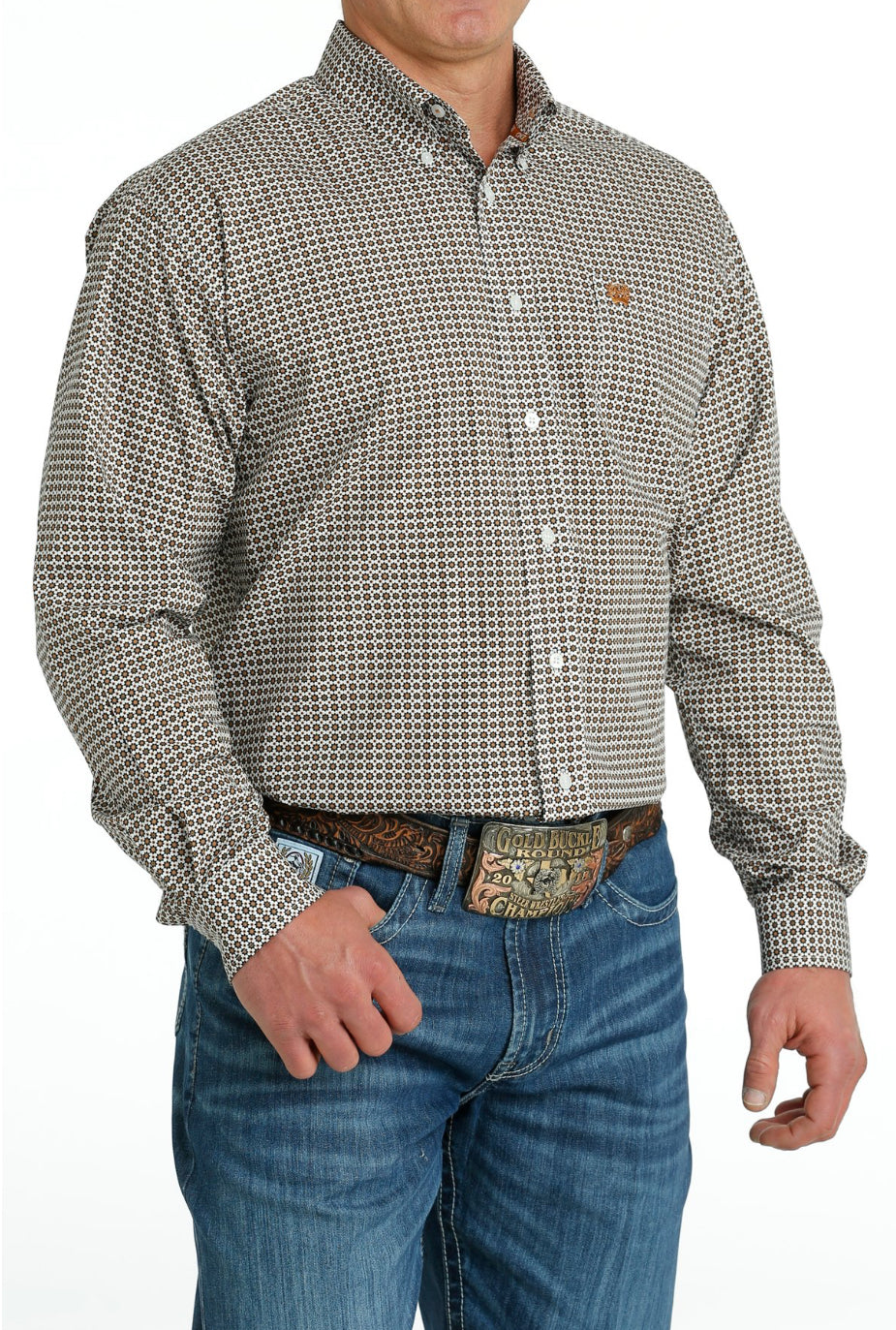 Camisa de hombre con botones y estampado geométrico