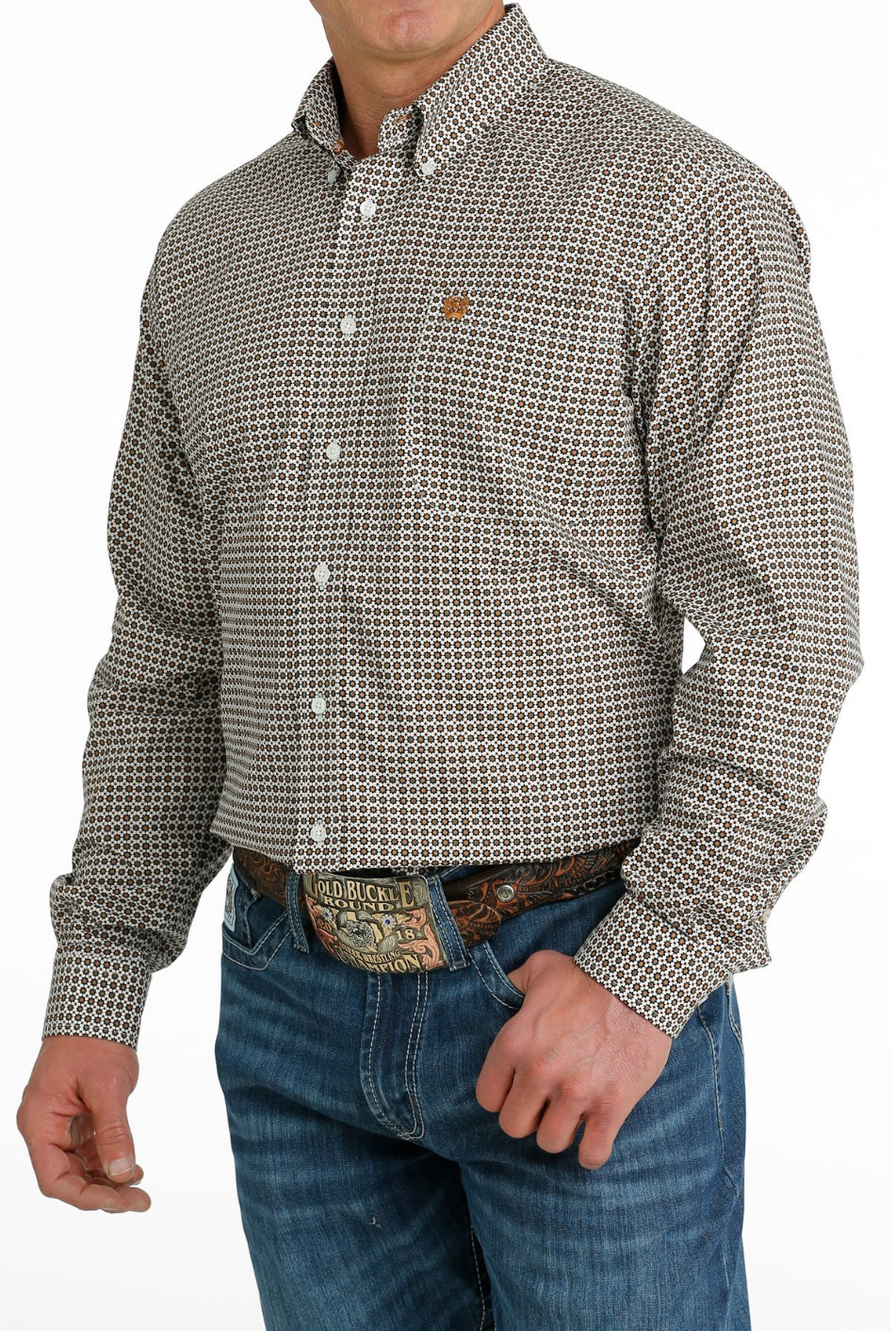 Camisa de hombre con botones y estampado geométrico
