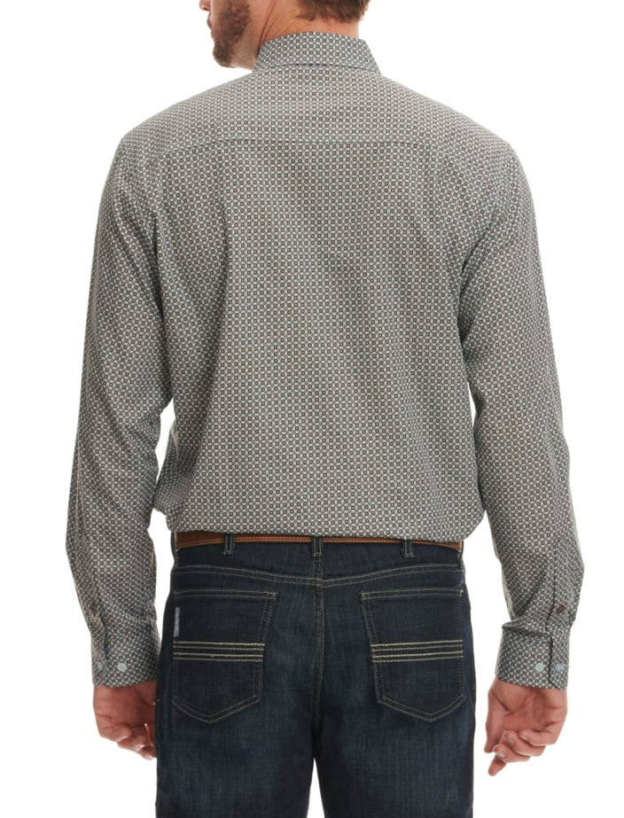 Cinch para hombre con estampado geométrico en azul pálido y óxido