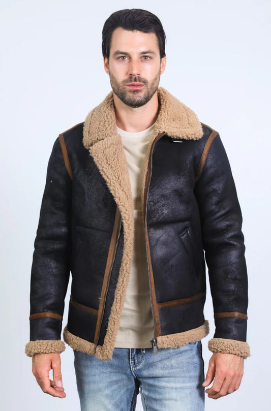 Platini | Suede jacket w/ Faux Shearling-lined