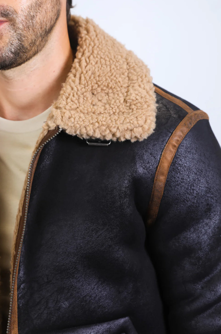 Platini | Suede jacket w/ Faux Shearling-lined