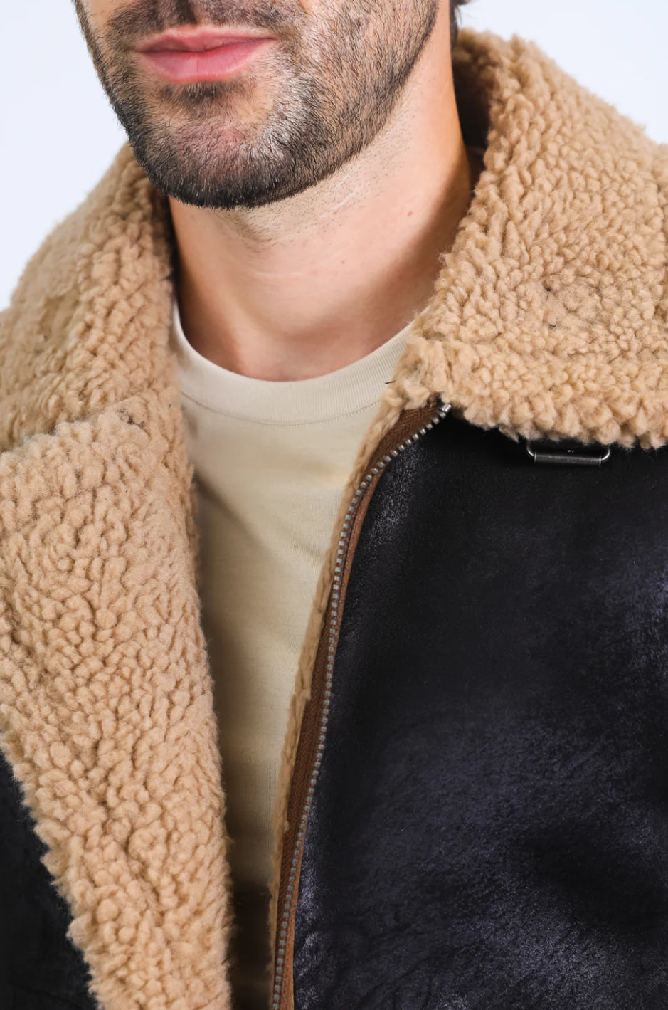 Platini | Suede jacket w/ Faux Shearling-lined