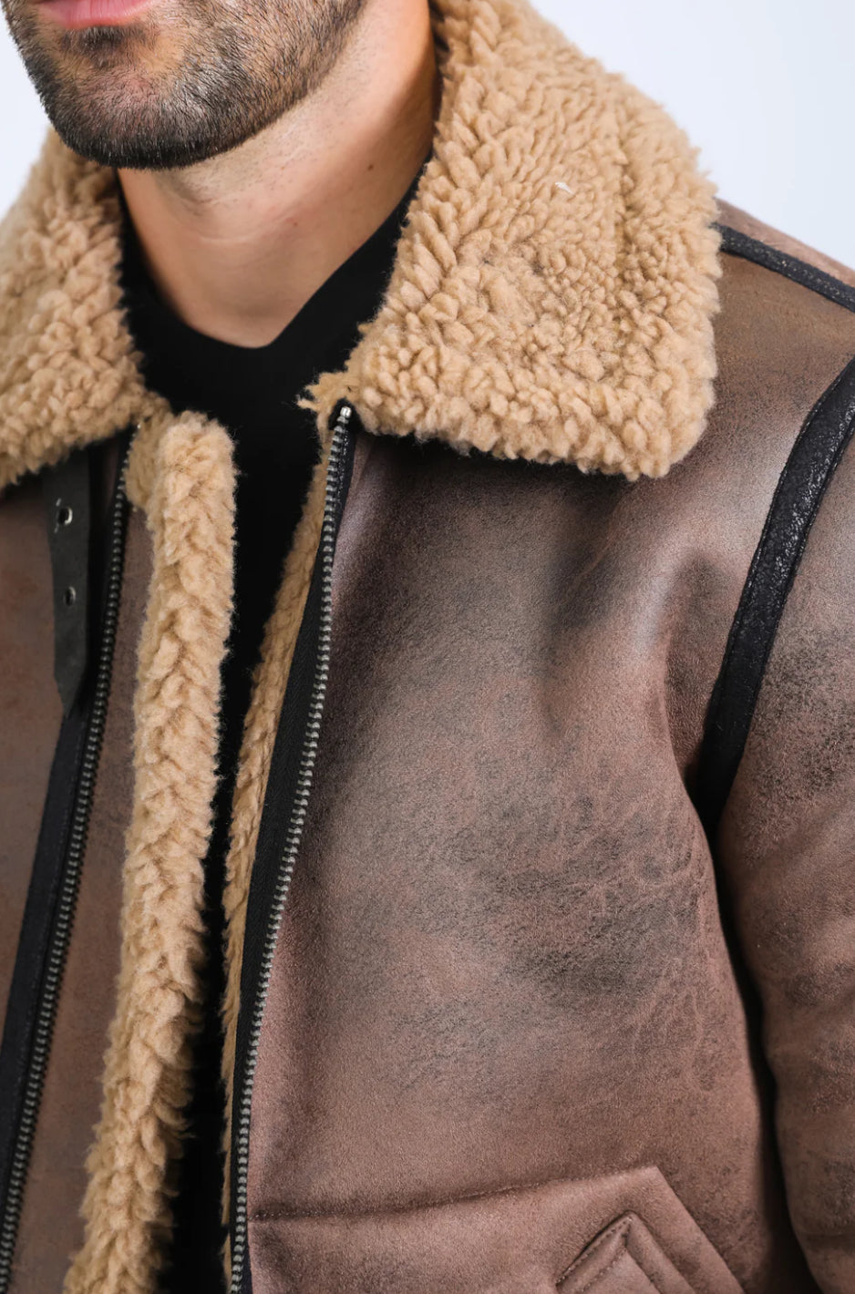 Platini | Chaqueta de ante con forro de piel de oveja sintética