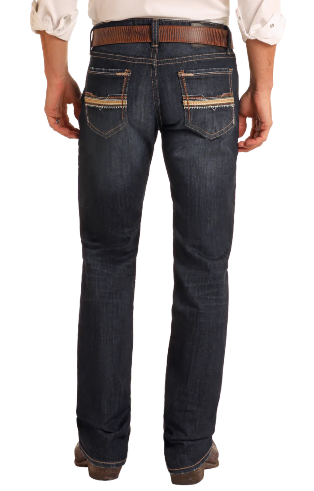 Rock & Roll | Men’s Slim Fit Tri-color Stitch Straight leg Jeans