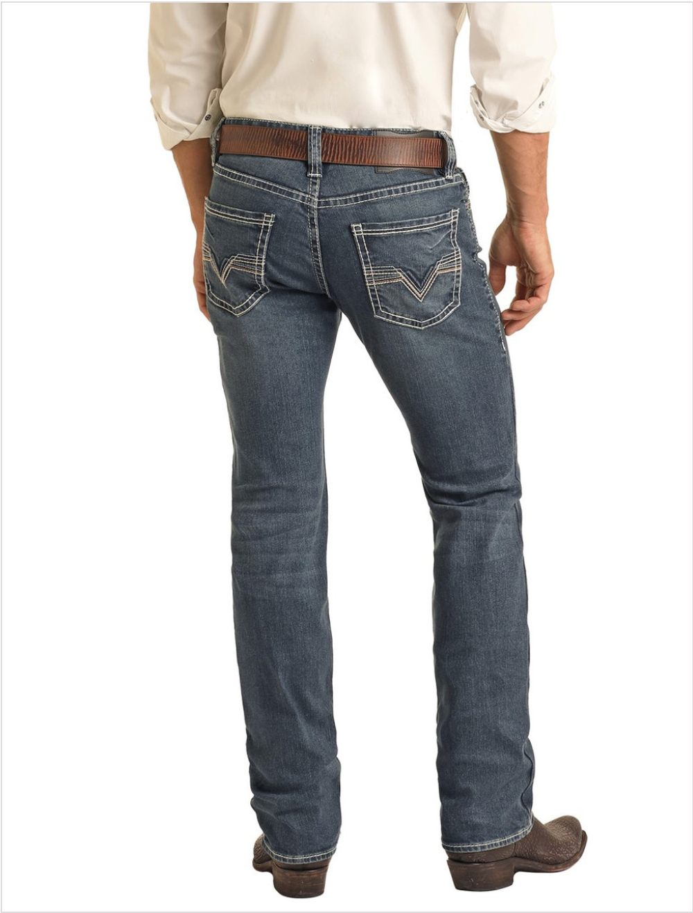 Vaqueros rectos ajustados estilo rock and roll vintage oscuros - BM1RD04256