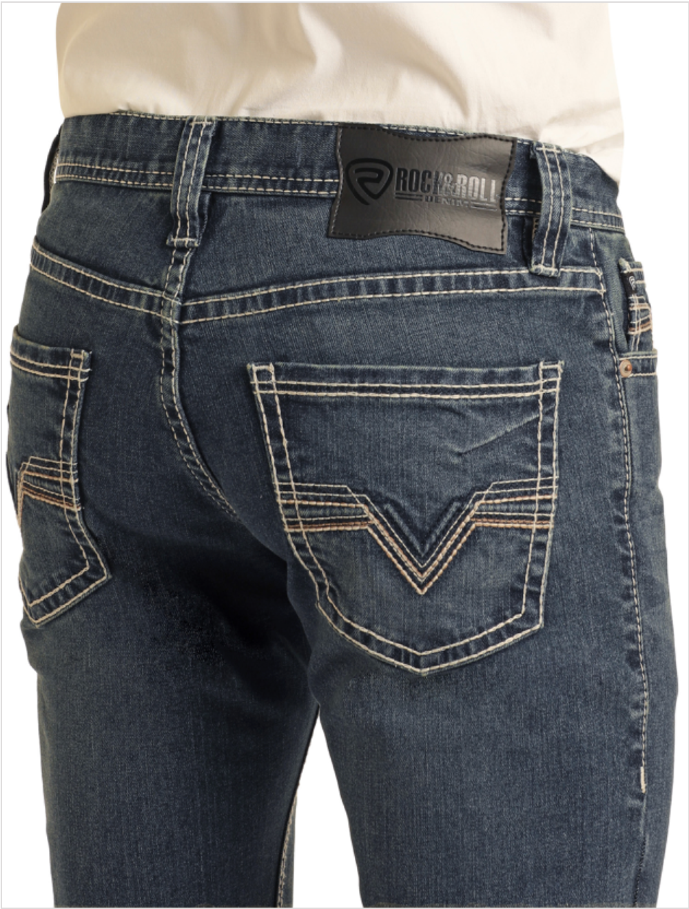 Vaqueros rectos ajustados estilo rock and roll vintage oscuros - BM1RD04256