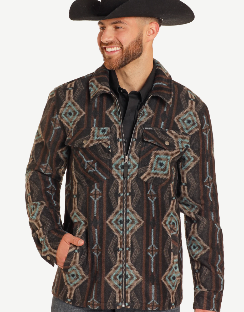Chaqueta con cremallera y estampado azteca Rock N roll