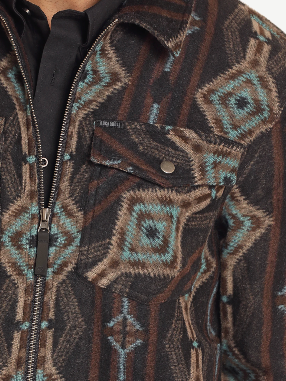 Chaqueta con cremallera y estampado azteca Rock N roll